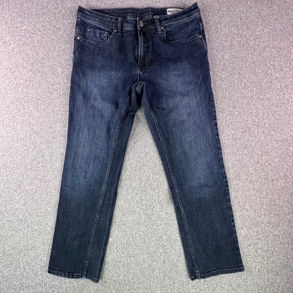 Buffalo David Bitton Jeans Mens 34x30 Jack Slim Straight Stretch Blue EXCELLENT